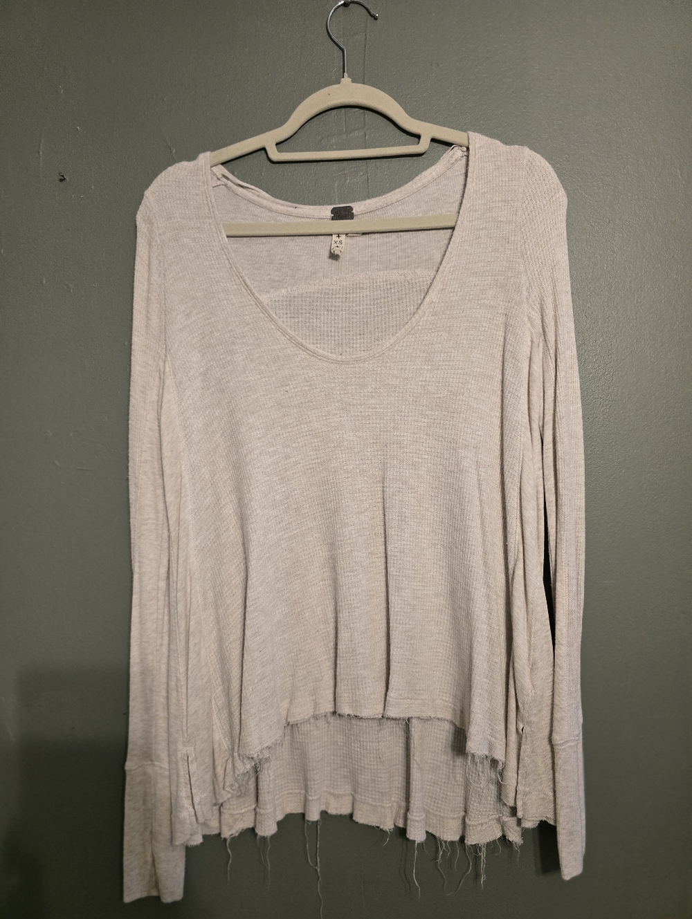 We The Free Cream Scoop-Neck Waffle Knit Top XS